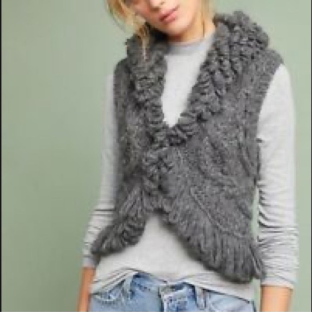 Hand Knit & Heartfelt by Anthropologie Women’s Vest Gray Size XS/S Alpaca Wool - Picture 1 of 11